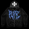 Mens Hoodies Moletons Grande Promoção Y2K Outono e Inverno Padrão Gótico Feminino Hip Hop Casaco High Street Zipper Hoodie Casual Solto Moletom Roupas 231204