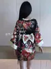 Casual Jurken Mode Zoete Vrouwen Tops Rood 2023 Kimono Gewaad Vrouwelijke V-hals Sexy Mini Jurk Elegante Japanse Meisjes IU39