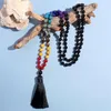 Pendentif Colliers Showboho 108 Mala Perles 7 Chakra Collier 8mm Noir Onyx Noué Méditation Yoga Prière Rosaire Pour Hommes Et Femmes261q
