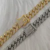 Chokers 13mm Crystal Miami Buzlu Küba Zinciri Kolye Erkekler ve Kadınlar İçin Uygun Tüm Rezestone Cazibe Hip Hop Takı Zinciri Bilezik Hediye 231205