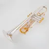 Japonya Kalitesi Made 9345 BB Trompet B Düz Pirinç Gümüş Kaplama Profesyonel Trompet Müzik Aletleri Deri Kılıf