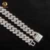 Hiphop smycken isade ut halsbandet Sterling Sier 16mm Custom Cuban Link Chain Moissanite