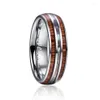 Wedding Rings 6mm Hawaiian Koa Wood And Abalone Shell Tungsten Carbide For Women MenWedding Lois22259A