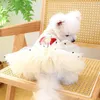 Dog Apparel Easy To Put On Pet Dress Charming With Bow Winter Lace Skirts Traction Ring Festive For Dogs