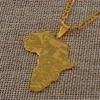 Anniyo Silver Color Gold Color Africa Map with Flag Lendant Chain Stainlaces Jewelry African Maps for Women Men #035321p246z