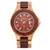 デザイナーの時計Bewell Trendy Men's Fashion Calendar Movement Sandalwood Watch Solidwood New Product Watch