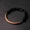 Brazalete de diseñador Pulsera de obsidiana negra cúbica con accesorios de cobre antiguos hechos a mano Joyería de piedra de protección de moda para hombres 202A
