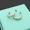 Womens Cross Drilling Earrings Studs Designer Jewelry C-formade borrstänger med en rad som bröllop julklapp255w