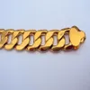 24K Stamp Real Yellow Gold Filled 9 12mm Mens Armband Curb Chain Link Jewelry220C
