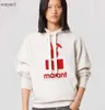 Isabel Marant 23ss Designer Fashion Flocking Printed Hooded Sweatshirt Women Loose Long-sleeved Sweater