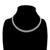 Iced Out Bling 8mm CZ Miami Cuban Link Chain Choker Necklace For Women Micro Pave Women Jewelry2756