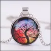 Colliers pendentif Arbre de vie vivant Colliers Beautifly Alliage Vintage Verre Cabochon Bronze Chaîne Pendentif Collier Accessoire Nice Wo Dhipj