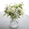 Fleurs décoratives artificielles simples 3 têtes bouquet rose soie haut de gamme fête de mariage mariée maison table plante décoration extérieure accessoires