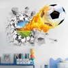 Decoração de parede 3D Futebol quebrado adesivos de parede para sala de crianças sala de estar esportes decoração mural adesivos de parede decoração de casa decalques papel de parede 231204