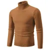 Men tröja 2023 Vinter Ny enkel fast färg Fashion Men's Casual High Neck Underlay Sweater 254