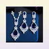 Luxe zirkonia ketting oorbellen bruiloft bruidssieraden set CZ hanger kettingen sprankelend verjaardagsfeestje prom sieraden accessoires R9332560