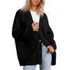 Kvinnors stickor Casual Loose Fit Sweaters For Women Trendy Button Down Sweater Cardigan V-Neck Långärmning Knit Coat Loungwear