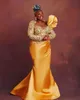 2023 Nov Aso Ebi arabe or sirène mère de la mariée robes satin dentelle perlée soirée bal formelle fête anniversaire célébrité mère de marié robes robe ZJT017