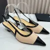 عالي الجودة العلامة التجارية Slingbacks نساء صندل جلود مترقعة مريحة حزام كاحل مدببة