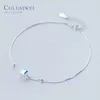 Colusiwei Genuine 925 Sterling Crystal Cube Silver Anklet for Women Charm Bracelet of Leg Ankle Foot Accessories Fashion270I