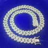 Selling S925 Silver Cuban Chain 13mm 3 Rows Pass Diamond Test Vvs Moissanite Diamond Jewelry Hip Hop Cuban Link Chain