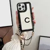 2Versions Fashion Women's Phone Cases Strap Phone Back Cover for Women Phone Case for ip 15 14 13 12 11 pro max