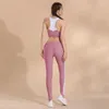 Yoga Outfits 2023 Women Solid Color Seamless Set Ladies Fitness Sportswear Bra Tight Pants 2 Sets Gym Exercise S-XL