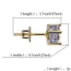 ヒップホップ新しいカスタムアイスアウトゴールドカラーマイクロ舗装ジルコンスクエアスタッドイヤリング