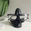 Decorative Objects Skull Glasses Stand Lifelike Scratch Resistant Practical Statue Eyeglasses Holder with Storage Tray for Home Office Desk Decor 231204