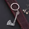 Keychains Dreamtimes Viking Axe Pendant Keychain Stainless Steel Men's Celtic Rune Vintage Protector Jewelry Gift Wholesale