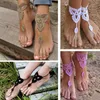 Entier-2015 nouveau 2 paires ornées pieds nus sandales plage mariage mariée tricot cheville pied chaîne # 81096305O