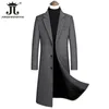 Herrjackor 2023 Autumn and Winter Boutique Woolen Black Grey Classic Solid Color Thick Warm Long Wool Trench Coat Male Jacket 231205