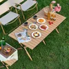Camp Furniture Folding Table Chair Carbon Steel Egg Roll Portable Beach Outdoor Camping Wood Grain Tourist Lunch 231204