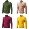 Män 2023 Vinter Ny enkel solid färg Fashion Men's Casual High Neck Underlay Sweater 686