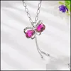 Ожерелья с подвесками Ожерелье с бабочкой Классические кристаллы Bijoux Новая мода Ювелирные изделия в подарок Длинные ожерелья с кисточками Прямая доставка Ювелирные изделия на шею Dhk0K