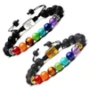 Braccialetti con perline 7 Chakra Albero della vita Pietre laviche Perline Mticolor Bracciale in corda Diffusore di olio essenziale Gioielli con consegna a goccia Dhnqc