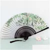 Produtos de estilo chinês Produtos de estilo chinês Meninas bambu fresco impresso antigo ventilador dobrável retro étnico mão dança adereços artesanato gif dhs9c