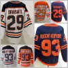 Hockey Hommes Hockey sur glace Reverse Retro 97 Connor McDavid Jersey 29 Leon Draisaitl 93 Ryan Nugent-Hopkins 99 Wayne Gretzky Vintage Bleu Marine Whi