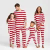 Famille correspondant tenues mère père enfants vêtements enfant en bas âge infantile barboteuse mignon doux pyjamas look de noël pyjama de noël ensemble imprimé rayé 231204