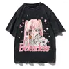 T-shirts pour hommes Hip Hop Hommes Streetwear Chemise Anime Girl Lettre Imprimer T-shirt Harajuku Coton Casual Vintage Lavé Unisexe