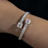 Drop Shipping Bijoux Hip Hop Plaqué Or 925 Sterling Argent Vvs Baguette Diamant Glacé Amour Manchette Bracelet pour Femmes