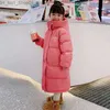 Piumino 3-12 anni Piumino invernale per ragazze stile lungo Tinta unita Moda Parka Cappotto con cerniera Capispalla Regalo di compleanno Abbigliamento per bambini Q231205