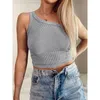 Camisolas sin mangas para mujer, camisetas sin mangas con un hombro, camiseta lisa sin mangas, chaleco Sexy de playa para mujer, ropa de moda para mujer