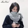 Scarves Maikun Thick Warm Scarf For Women Pure Color Ladies Imitation Cashmere Black Scarf Female Winter To Increase Ahawl 231204