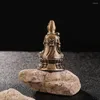 Estatuetas decorativas mini estátua de buda de bronze antigo vintage guanyin bodhisattva meditar estatueta sakyamuni budismo decoração de casa presente