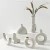 Jarrón de cerámica Ins nórdico, adornos para el hogar, maceta de cerámica creativa vegetariana blanca, jarrones, decoraciones para el hogar, regalos artesanales T200617273j