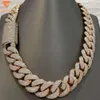 Grand collier personnalisé en argent plaqué or Rose VVS Moissanite Miami, chaîne cubaine Liink, collier Hip-Hop pour M, 23Mm 25Mm