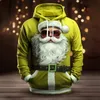 Sweats à capuche pour hommes Sweatshirts de Noël Sweat à capuche pour hommes 3D Cool Hip Hop Père Noël Imprimer Vêtements Pull de vacances Hiver Pull à manches longues pour hommes 231205