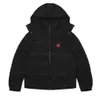 Мужская зимняя теплая куртка Trapstar London Толстовка со съемным пуховиком с капюшоном Черно-красная вышитая буква Высокомодное уличное пальто