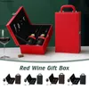 Барные инструменты из искусственной кожи, коробка для бутылок вина, роскошная сумка, одинарная, двойная, красная сумка для шампанского с ручкой, дорожный чехол-органайзер, подарок 231205